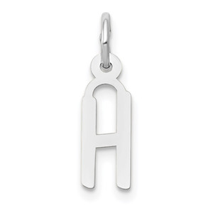 14K White Gold Small Slanted Block Letter H Initial Charm