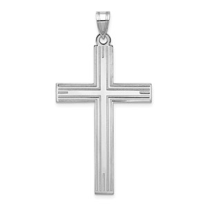 14k White Gold Solid Laser Etched Cross Pendant - XW-02C9F0D5-2660