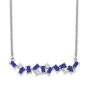14k White Gold Tanzanite and Diamond 18 in. Bar Necklace