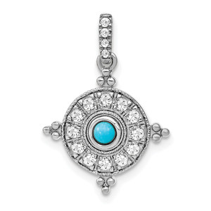 14k White Gold Turquoise and White Topaz Pendant - PM-8DEC23BF-3423