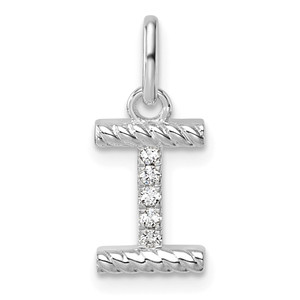 14k White Gold Twisted .05 ct. Diamond Initial I Charm