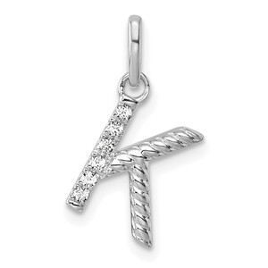 14k White Gold Twisted .05 Ct. Diamond Initial K Charm