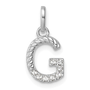 14k White Gold Twisted .07 ct. Diamond Initial G Charm