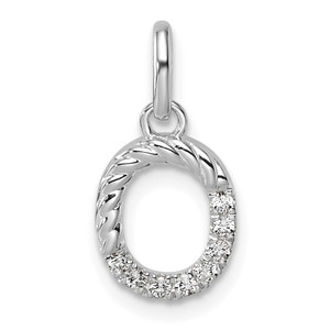 14k White Gold Twisted .07 ct. Diamond Initial O Charm