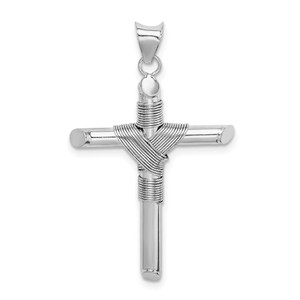 14K White Gold w/Center Wrap Tube Cross Pendant - K6-764C3340-9505
