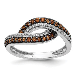 14k White Gold White Champagne Diamond Black Rhodium Ring