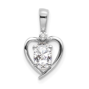 14k White Gold White Topaz and Diamond Heart Pendant