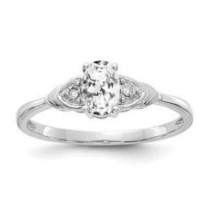 14k White Gold White Topaz and Diamond Ring - XB-97AE0130-5030