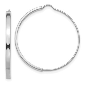 14k White Gold Wire Hoop Earrings