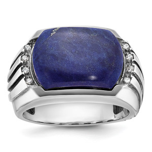 14k White Gold with Black Rhodium IBGoodman Men's Lapis and Diamond Ring Mounting