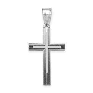 14k White Laser Etched Cross Charm - XR-7658D1D6-9057