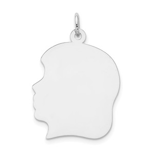 14k White Plain Large.013 Depth Facing Left Engravable Girl Charm