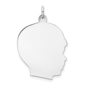 14k White Plain Large.018 Depth Facing Right Engravable Boy Charm
