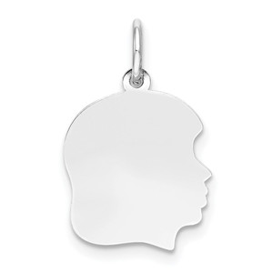 14k White Plain Medium.013 Depth Facing Right Engravable Girl Charm - XW-DC4A9A28-8387