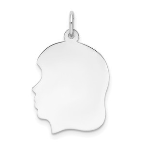 14k White Plain Medium.035 Depth Facing Left Engravable Girl Charm - XW-2889CFE7-2303