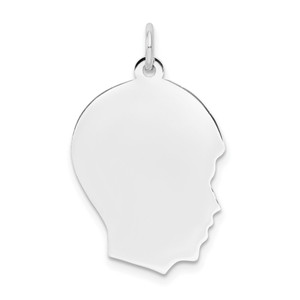 14k White Plain Medium.035 Depth Facing Right Engravable Boy Charm - XW-111083FE-8266