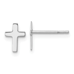 14k White Polished Latin Cross Post Earrings - YE-187A5035-9813