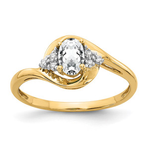 14k White Topaz and Diamond Ring - XB-CFDC9388-3052