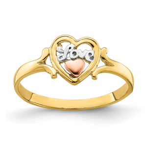14k Yellow and Rose Gold w/Rhodium Love Heart Ring - K2-0CAE31AE-1300