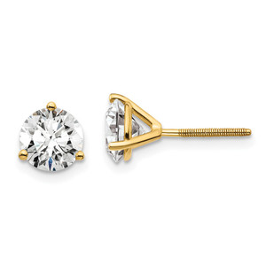 14k Yellow Gold 1 3/4 ctw Lab Grown Diamond VS/SI+ G+ Round 3 Prong Heavy Wt. Screwback Stud Earrings