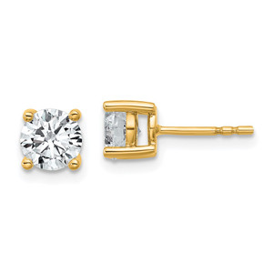14k Yellow Gold 1 3/4 ctw Lab Grown Diamond VS/SI+ G+ Round 4 Prong Heavy Wt. Stud Earrings
