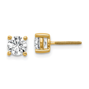 14k Yellow Gold 1 ctw Lab Grown Diamond VS/SI+ G+ Round 4 Prong Heavy Wt. Screwback Stud Earrings