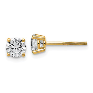14k Yellow Gold 1 ctw Lab Grown Diamond VS/SI+ G+ Round 4 Prong Standard Wt Screwback Stud Earrings - EM-C0C27CF3-9395