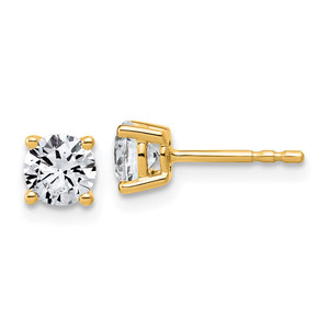 14k Yellow Gold 1 ctw Lab Grown Diamond VS+ F+ Round 4 Prong Standard Wt Stud Earrings