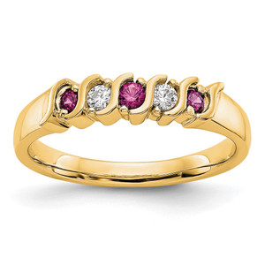14k Yellow Gold 1/10 carat Diamond and Ruby Complete Band - RM-B460C86E-3103