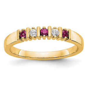 14k Yellow Gold 1/15 carat Diamond and Ruby Complete Band
