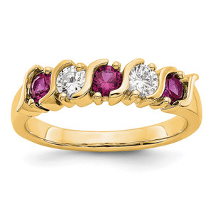 14k Yellow Gold 1/3 carat Diamond and Ruby Complete Band