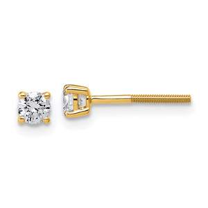 14k Yellow Gold 1/3 ctw Lab Grown Diamond VS/SI+ G+ Round 4 Prong Standard Wt Screwback Stud Earrings