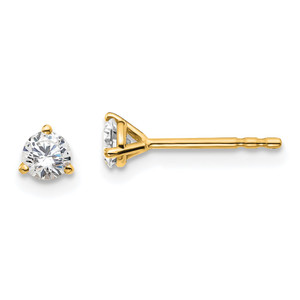 14k Yellow Gold 1/3 ctw Lab Grown Diamond VS+ F+ Round 3 Prong Heavy Wt. Stud Earrings - EM-6C6056B9-5310