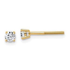 14k Yellow Gold 1/4 ctw Lab Grown Diamond VS+ F+ Round 4 Prong Standard Wt Screwback Stud Earrings