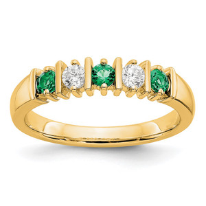 14k Yellow Gold 1/5 carat Diamond and Emerald Complete Band - RM-346BA409-1558