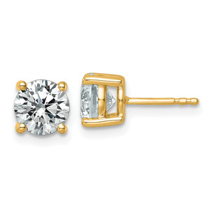 14k Yellow Gold 2 1/2 ctw Certified Lab Grown Diamond VS/SI+ G+ Round 4 Prong Heavy Wt. Stud Earrings