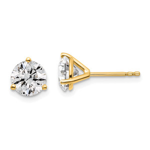 14k Yellow Gold 2 ctw Certified Lab Grown Diamond VS+ F+ Round 3 Prong Heavy Wt. Stud Earrings
