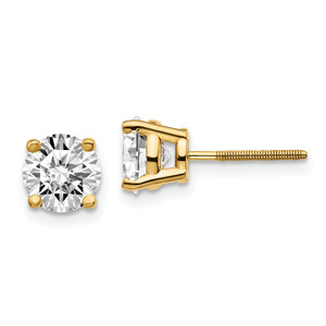 14k Yellow Gold 2 ctw Lab Grown Diamond VS/SI+ G+ Round 4 Prong Standard Wt Screwback Stud Earrings - EM-7DE7CF06-7175