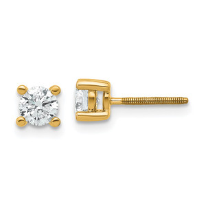14k Yellow Gold 2/3 ctw Lab Grown Diamond VS+ F+ Round 4 Prong Heavy Wt. Screwback Stud Earrings