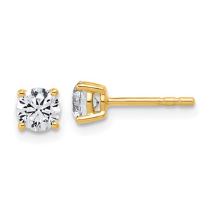 14k Yellow Gold 2/3 ctw Lab Grown Diamond VS+ F+ Round 4 Prong Standard Wt Stud Earrings