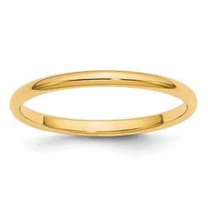 14k Yellow Gold 2mm Half Round Wedding Band Size 11