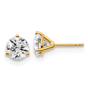 14k Yellow Gold 3 ctw Lab Grown Diamond VS+ F+ Round 3 Prong Heavy Wt. Stud Earrings