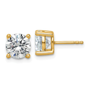14k Yellow Gold 3 ctw Lab Grown Diamond VS+ F+ Round 4 Prong Heavy Wt. Stud Earrings