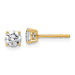 14k Yellow Gold 3/4 ctw Lab Grown Diamond VS/SI+ G+ Round 4 Prong Standard Wt Stud Earrings