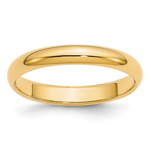 14k Yellow Gold 3mm Lightweight Half Round Wedding Band Size 7.5