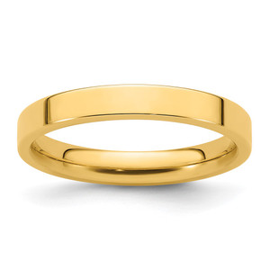 14k Yellow Gold 3mm Standard Weight Flat Comfort Fit Wedding Band Size 7.5