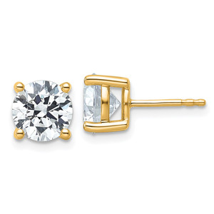 14k Yellow Gold 4 ctw Certified Lab Grown Diamond VS/SI+ G+ Round 4 Prong Heavy Wt. Stud Earrings