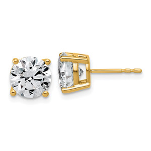 14k Yellow Gold 4 ctw Lab Grown Diamond VS/SI+ G+ Round 4 Prong Standard Wt Stud Earrings