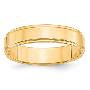 14k Yellow Gold 5mm Flat with Step Edge Wedding Band Size 9