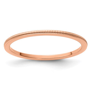 10K Rose Gold 1.2mm Milgrain Stackable Band Size 7.5